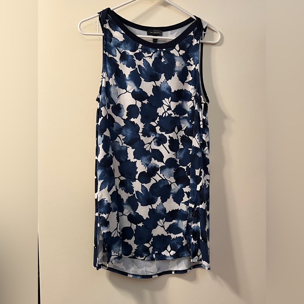 The Limited White and Blue Sleeveless Tank Top-small